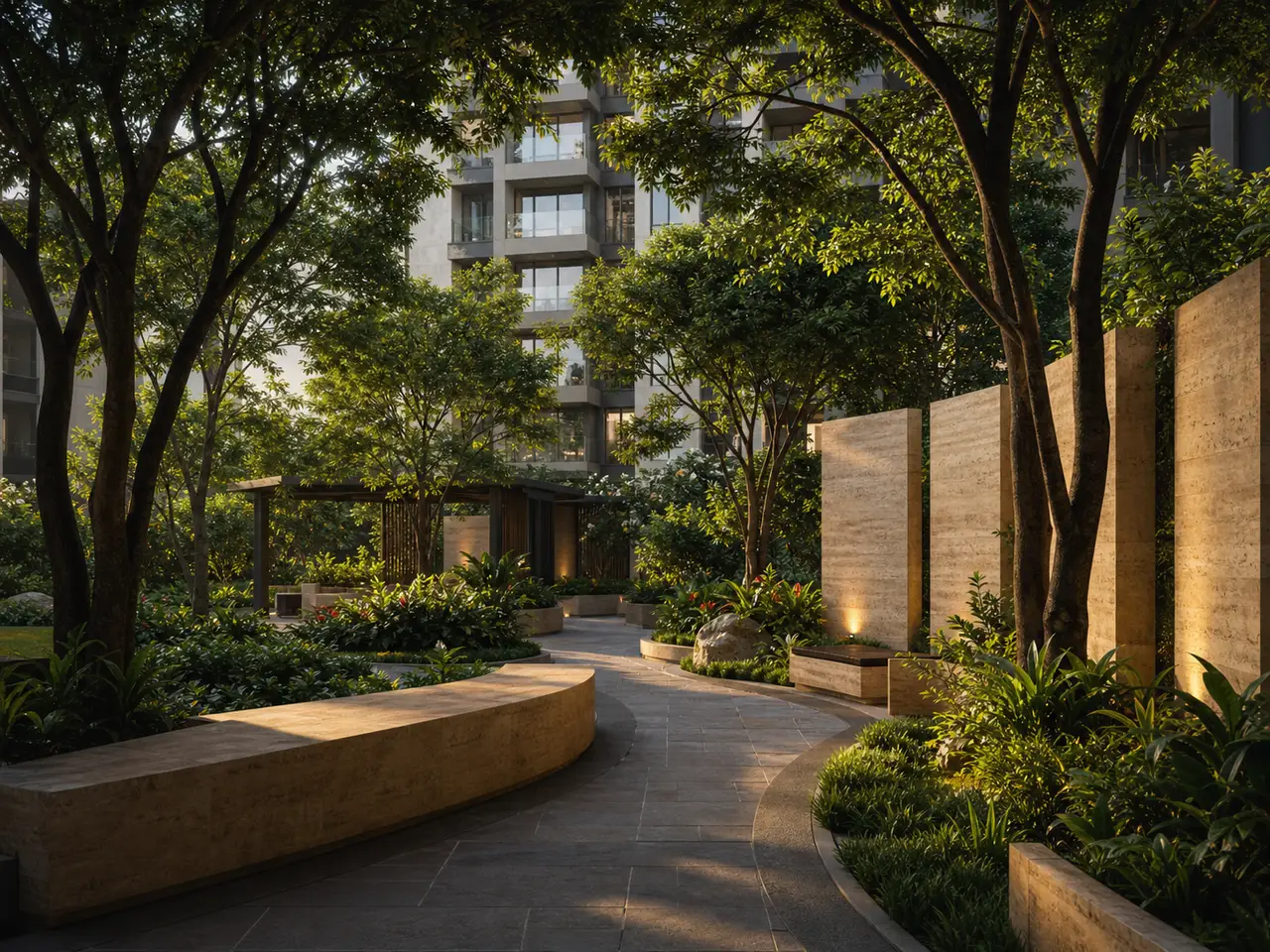 Representative landscaped residential garden court