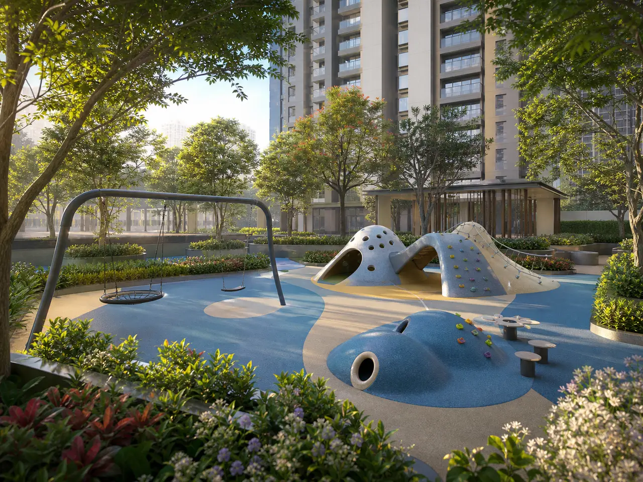 Representative landscaped residential play setting