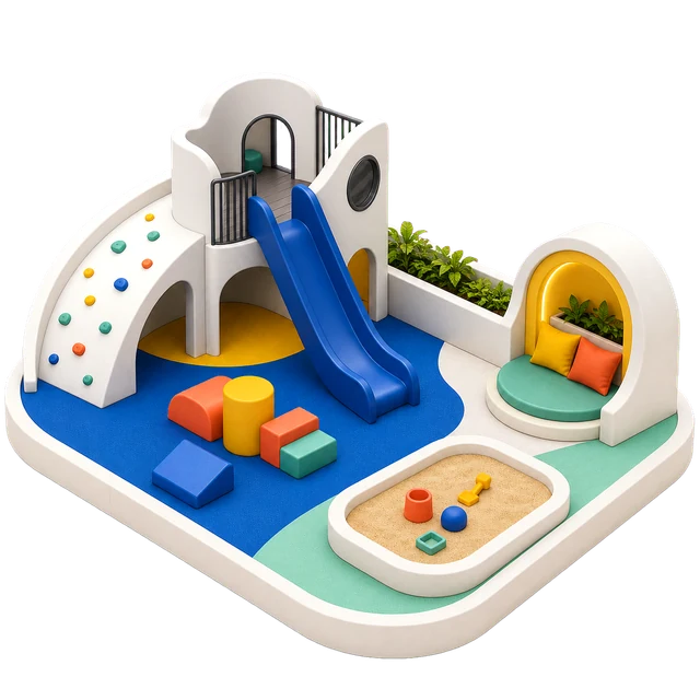 Children’s play and family zones amenity illustration