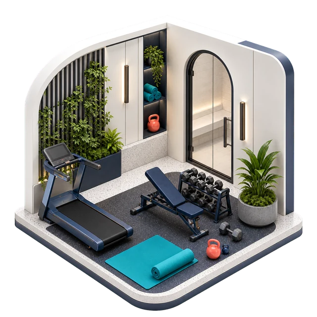 Fitness and wellness amenity illustration
