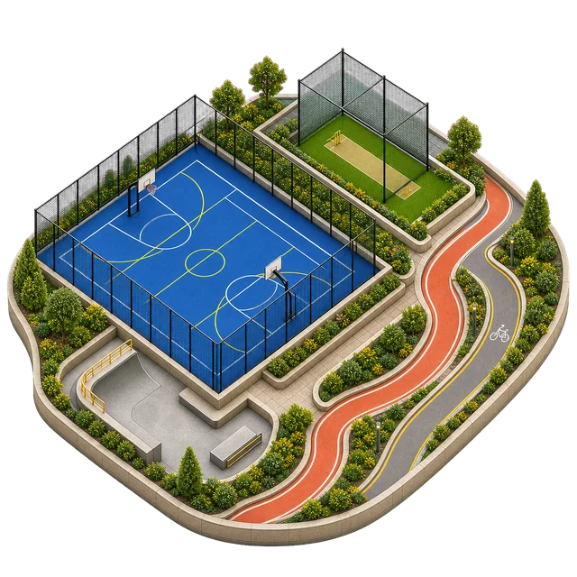 Outdoor recreation and movement amenity illustration